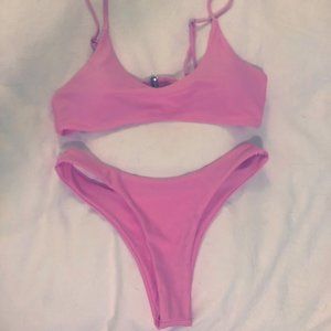 SHEIN Scoop Neck Pink Bikini Set - Size Small